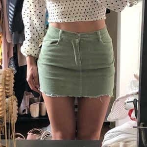Princess Polly Green Cord mini skirt